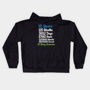 10th Birthday 10 Years Old  Vintage Retro 120 Months Kids Hoodie